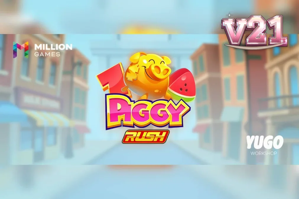 Tampilan visual slot Piggy Rush dengan karakter babi dan brankas emas